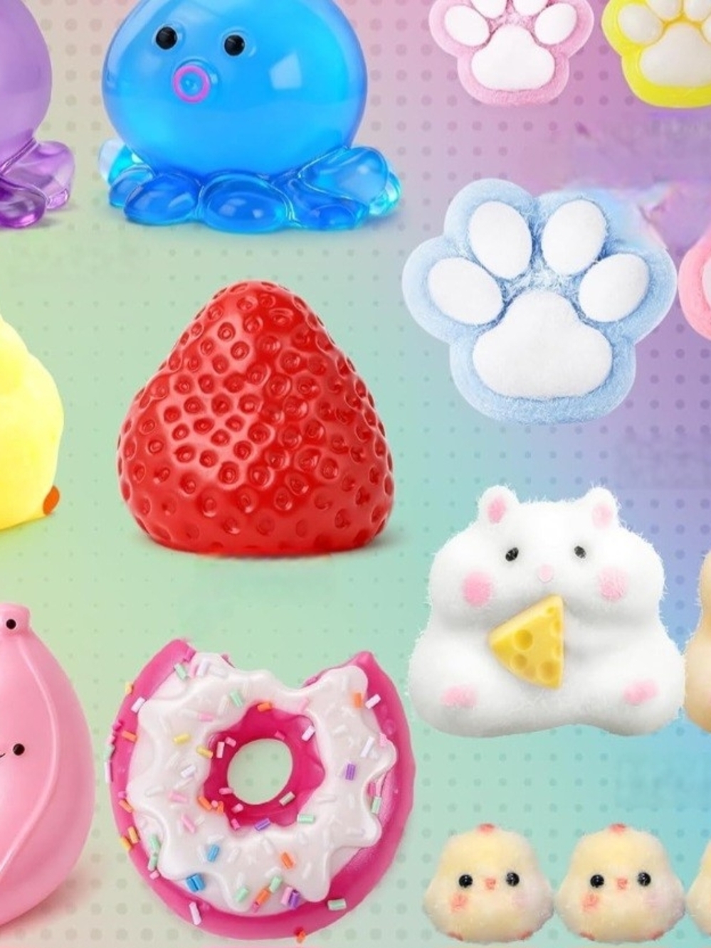 Kawaii Mixed Squishy Toy - Strawberry, Donut, Animals, Etc.